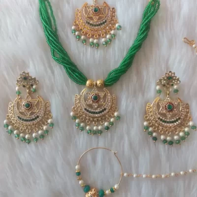 Rajputi jewellery combo set green pack of 1