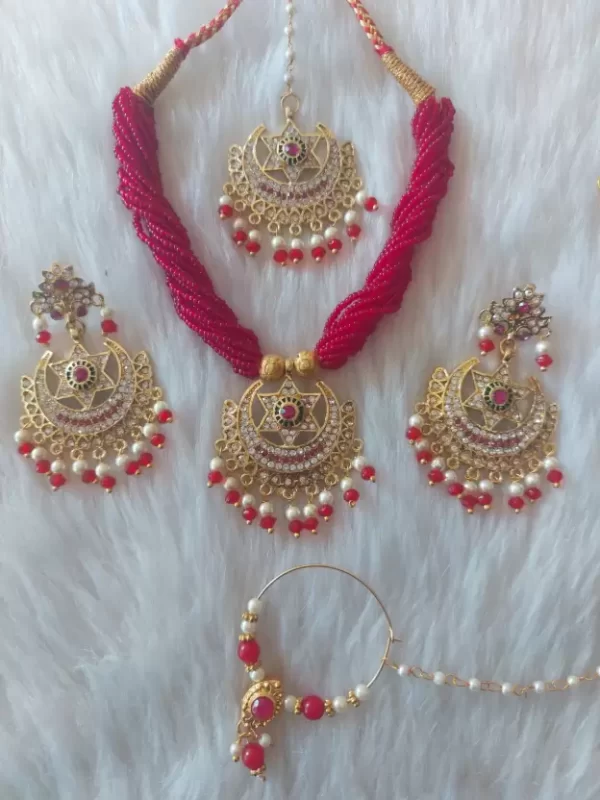 Rajasthani jewellery combo set red pack of 1