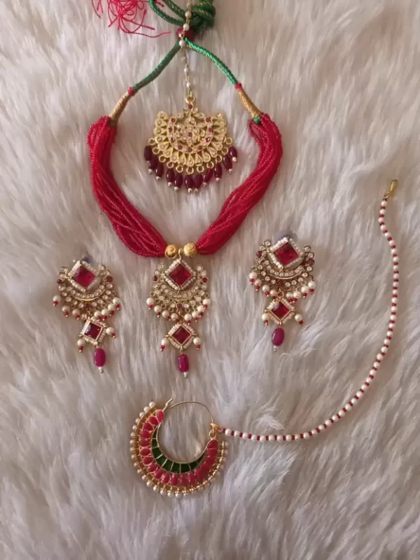 one gram gold polish plated Rajasthani combo jewellery set pack of 1