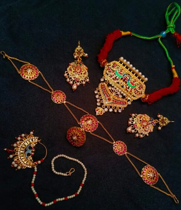 one gram gold polish plated rajasthani jewellery set