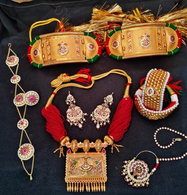 One Gram Gold Polish Plated Jodhpuri Jewellery set - Image 3
