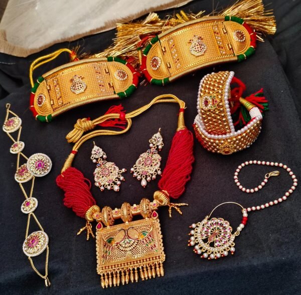 One Gram Gold Polish Plated Jodhpuri Jewellery set - Image 5