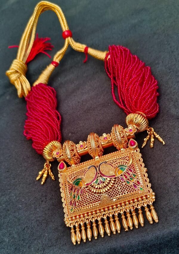 One Gram Gold Polish Plated Jodhpuri Jewellery set - Image 6