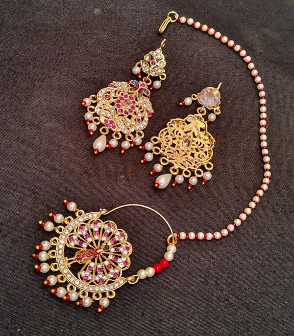 One Gram Gold Polish Plated Jodhpuri Jewellery set - Image 7