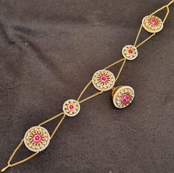 One Gram Gold Polish Plated Jodhpuri Jewellery set - Image 8