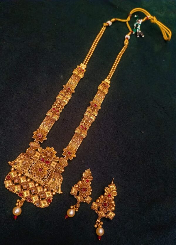 Antique Copper Long Jewellery Set With Earrings