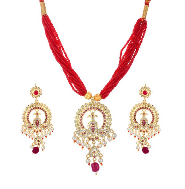 Handcrafted Rose Gold Pearl Necklace Set - Image 3