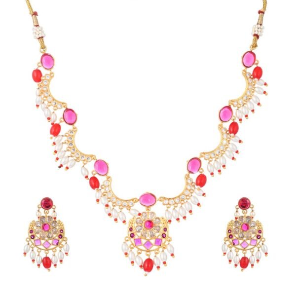 American Diamond Multicolour Choker Jodhpuri Jewellery Set - Image 2