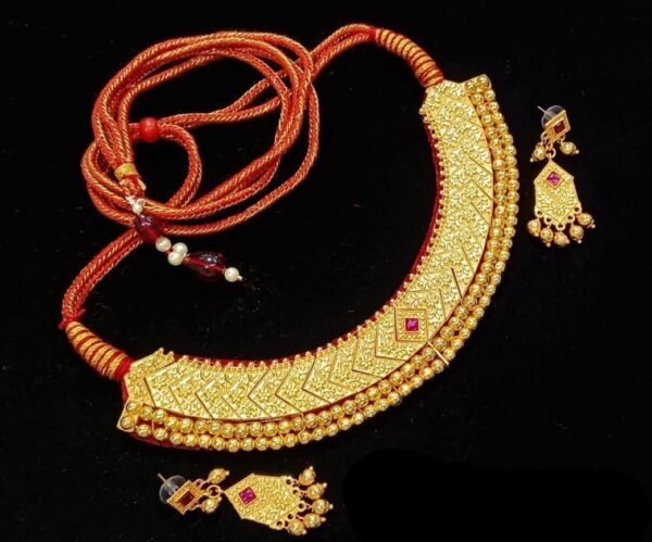 One Gram Gold Polish Plated Rajasthani Haar Set For Bride